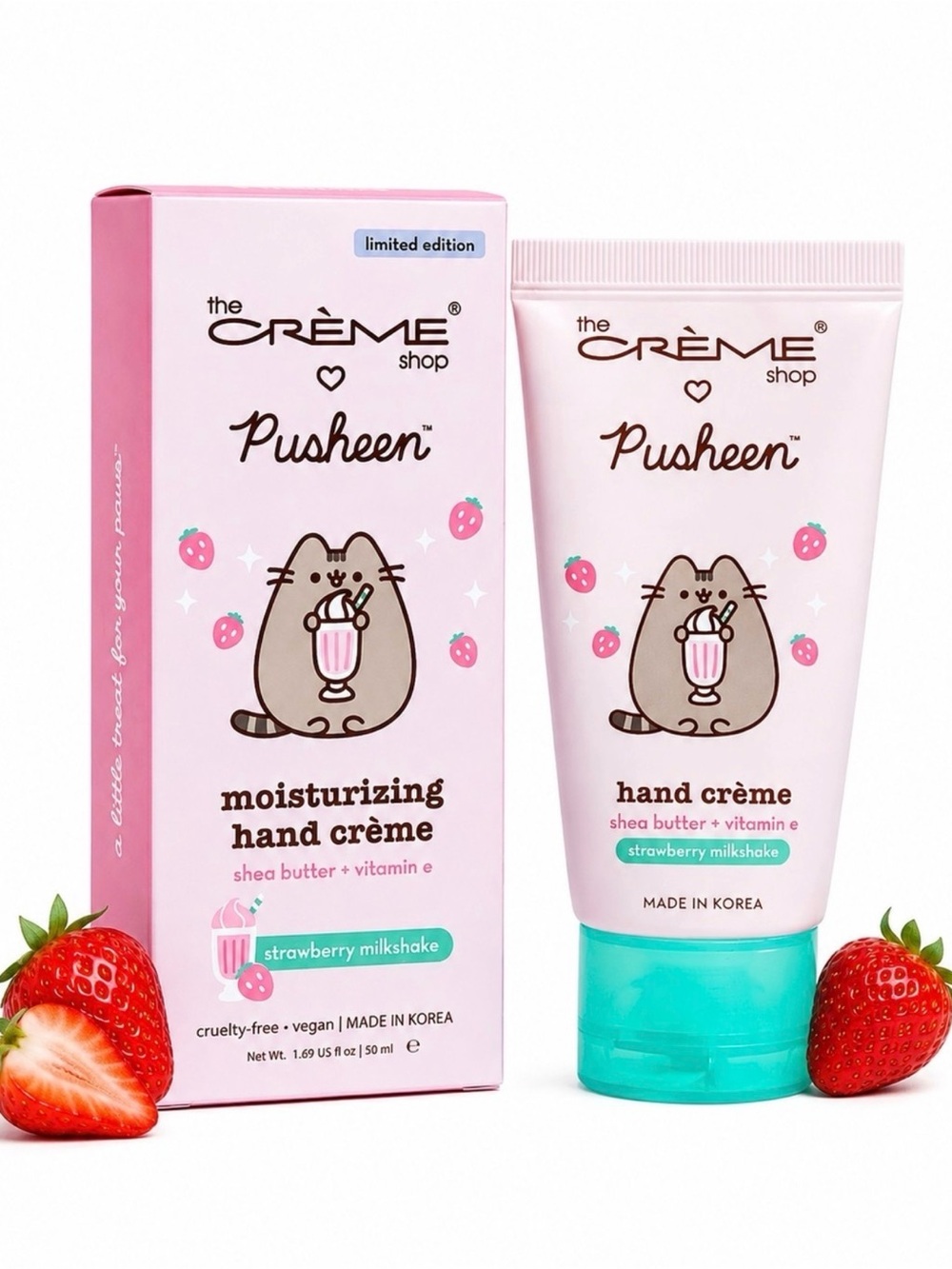 ✨ NIB Limited Edition The Crème Shop x Pusheen Strawberry Milkshake Hand Crème ✨